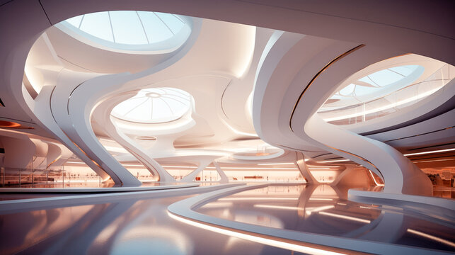 futuristic architecture with flowing lines
