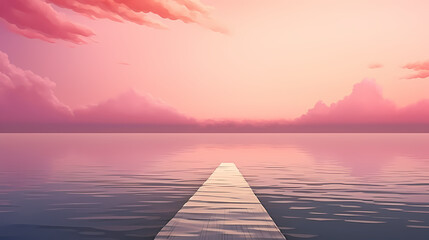 Beautiful lake view, beautiful sea view, pink sea