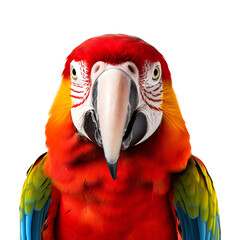 Fototapeta premium Close up image of a half body macaw bird, Isolated on Transparent Background, PNG