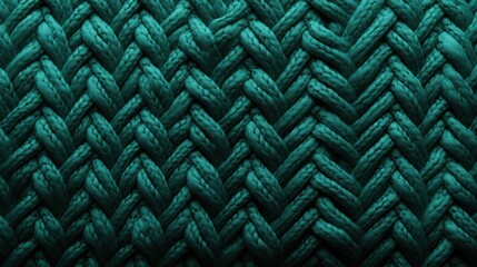  a close up view of a green knitted fabric with a very large braiding pattern on the side of it. - obrazy, fototapety, plakaty
