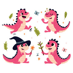 Obraz na płótnie Canvas Cute lizards vector set. Cute lizard cartoon character. funny lizards