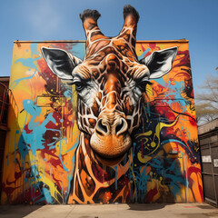 Giraffe graffiti hip hop Generative AI