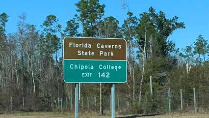 Florida Caverns State Park, Marianna, Florida, road sign