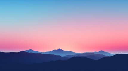 Fototapeta premium a view of a mountain range with a pink and blue sky in the background and a pink and blue sky in the foreground.