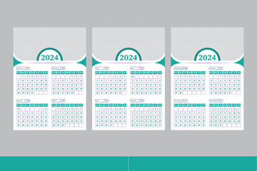 Happy New Year 2024 Wall Calendar Design 