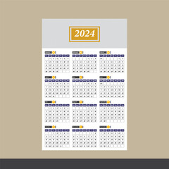 Happy New Year 2024 Wall Calendar Design 