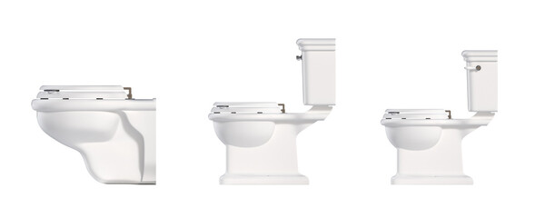 Lavatory pan isolated on a white background, bidet, 3D illustration, and CG render