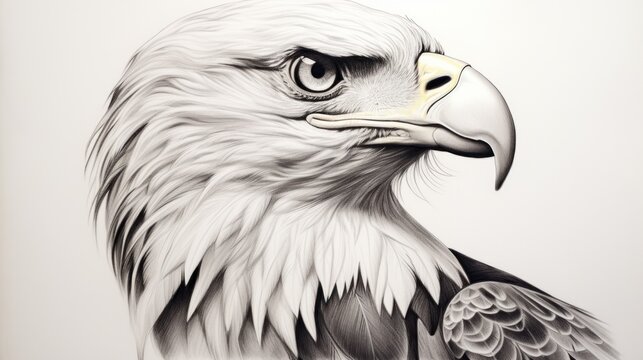  a drawing of an eagle's head with a bald eagle's head on the left side of the picture.