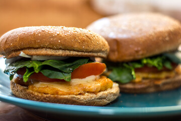 Hamburgesa vegetariana con pan de trigo integral
