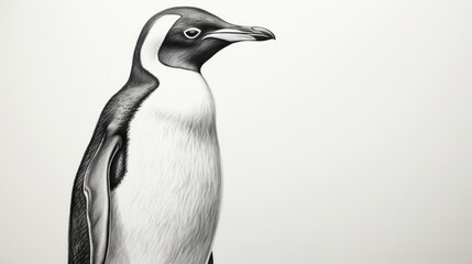 Naklejka premium a black and white picture of a penguin with a long beak and a black and white image of a penguin with a long beak.