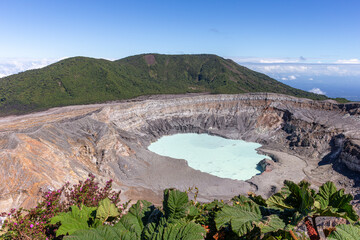 Poas Volcano in Costa Rica with Foreground Vegetation - 699844719