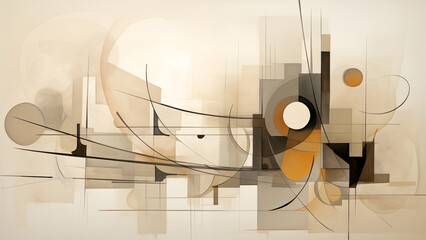 abstract art in warm tones, circle lines