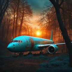 airplane in the forest