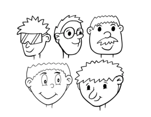 Foto op Plexiglas Cartoons Cartoon Faces and Heads Portrait Vector Illustration Art Set