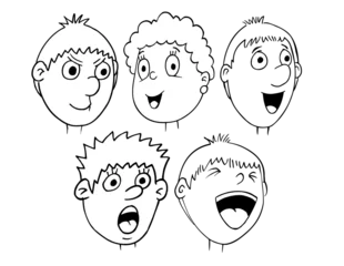 Foto op Plexiglas Cartoons Cartoon Faces and Heads Portrait Vector Illustration Art Set