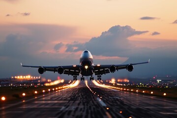 A big passenger jet landing at an airport.