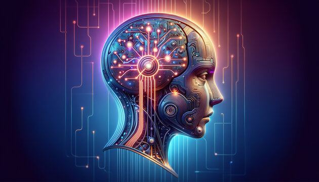 High-definition image of a futuristic circuit board with glowing connections, symbolizing deep learning technology.