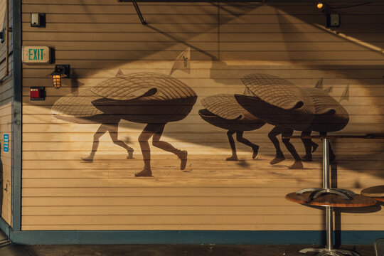pier 54, Ivar's acres of clams mural on side of restaurant