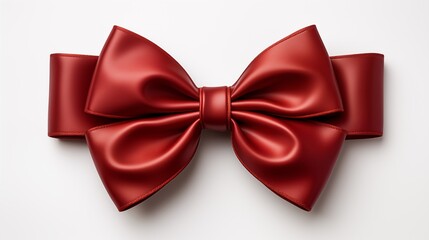 Red ribbon and bow on white background