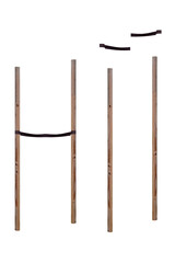 Wooden poles to support the tree on isolated transparent background