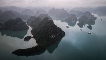 The aerial view of Ha Long Bay in Northern Vietnam
