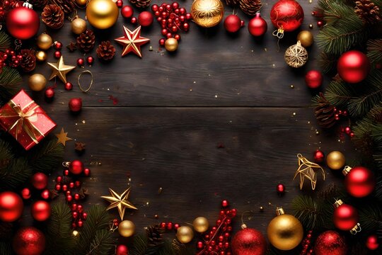 Christmas Decorations Border with Text Happy Holidays