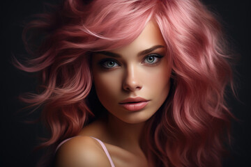 Fototapeta premium Stunning self*confident young woman with pink hair