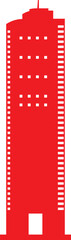 Simple red flat drawing of a modern landmark SKYSCRAPER HIGH-RISE BUILDING