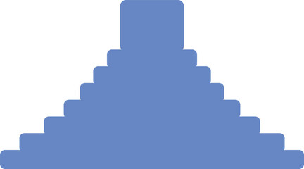 Simple blue flat drawing of the Mexican historical landmark monument of the TEMPLE OF KUKULCAN, CHICHEN ITZA