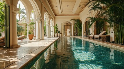 A luxurious spa retreat with a serene pool