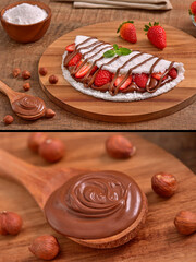 Pic collage of Tapiocas on wooden background. Two for 1.