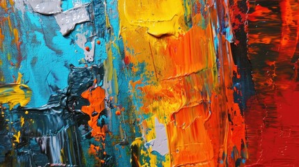 Abstract art painting with vivid colors and textures