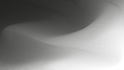 Halftone background with illusion effect. Curved gradient texture. Visualization of big data. Broken screen virus. Vector illustration.