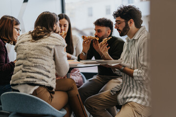 Successful business people enjoying a relaxing break together.