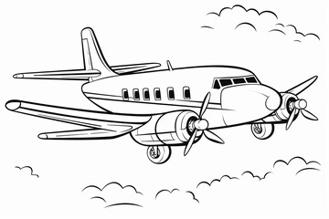 Airplane coloring page, generative AI