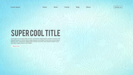 Landing page abstract design with branch pattern. Template for website or app with growing lines.