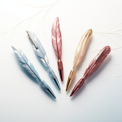 Different colors feathers for writhing.