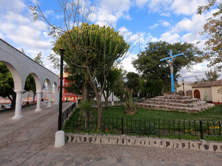 Christian cross on the Mirador de Acuchimay in the Peruvian city of Ayacucho