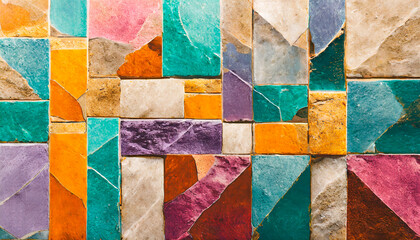 Geometric background colorful stones texture. Low poly. AI Generated