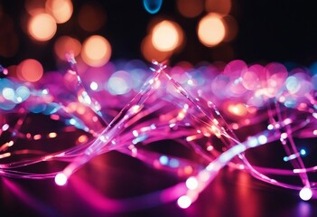 Abstract close up fiber optics light for background Holiday concept Optic communication and technology
