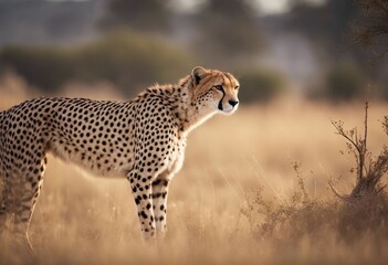 Cheetah stalking fro prey on savanna