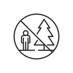 Fototapeta premium Do not stand near tall trees, linear icon. Rule of behaviour in emergency situations. Earthquake, fire, thunderstorm and hurricane. Line with editable stroke