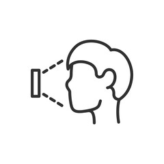 Face detection, linear icon. Scanning a person's facial features. Line with editable stroke