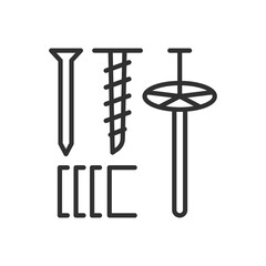 Tools for fixing thermal insulation material, linear icon. Line with editable stroke