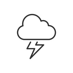 Cloud and lightning, linear icon. Thunderstorm. Weather. Line with editable stroke