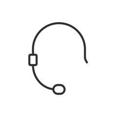 Headphone microphone, linear icon. Line with editable stroke