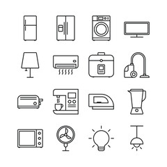 Home Appliance Icon Set. Thin line icon set