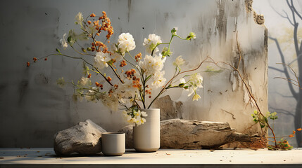 Concrete flower pots and vases