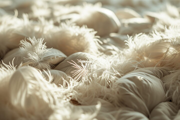 Sunlit Feathered Texture on Plush Pillows
