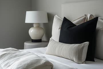 Contemporary Bedroom Design: Neutral Tones with a Bold Accent Pillow
